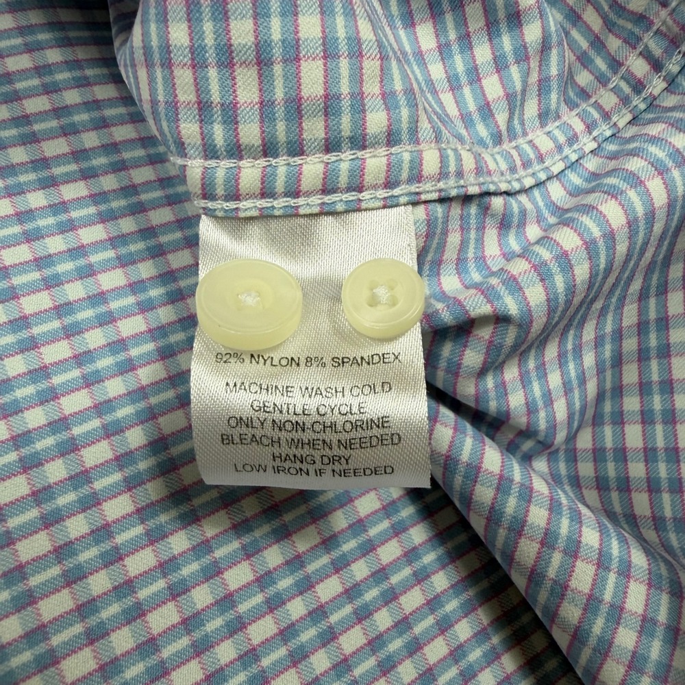 UNTUCKit Mens XXL Blue Pink Gingham Performance Stretch Button Down Shirt - Picture 7 of 10
